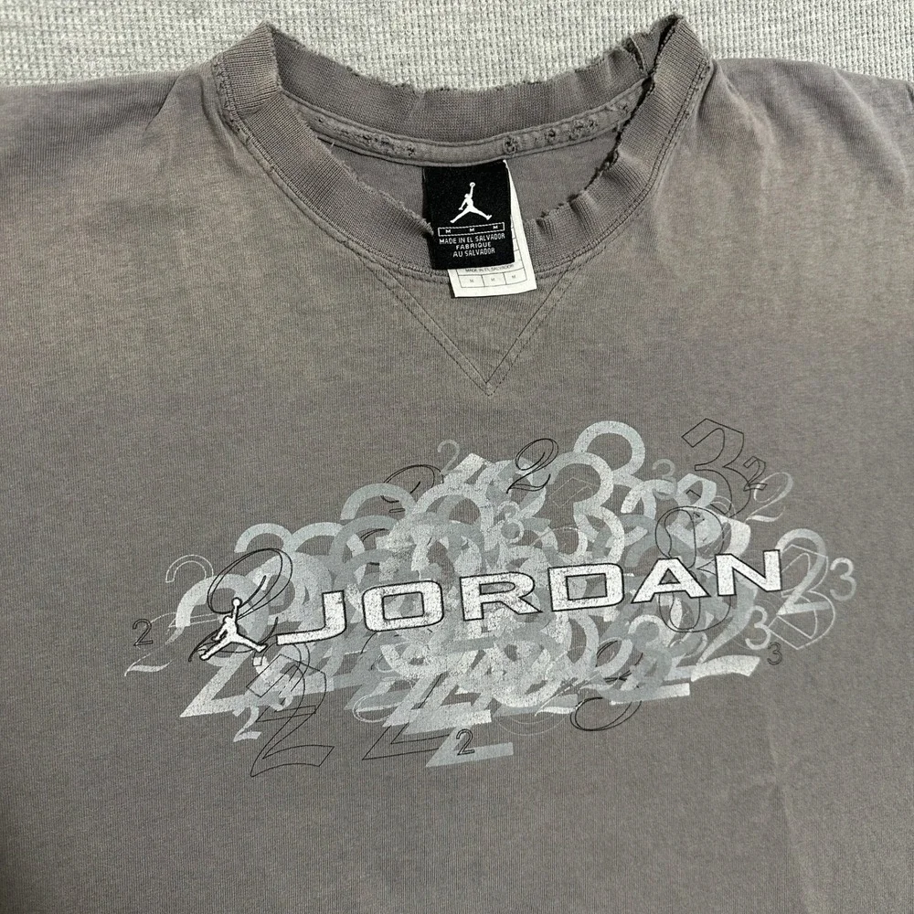 Jordan Brand Y2K Number 23 Jumpman All Over Graphic V-Neck Tee Faded Gray Medium